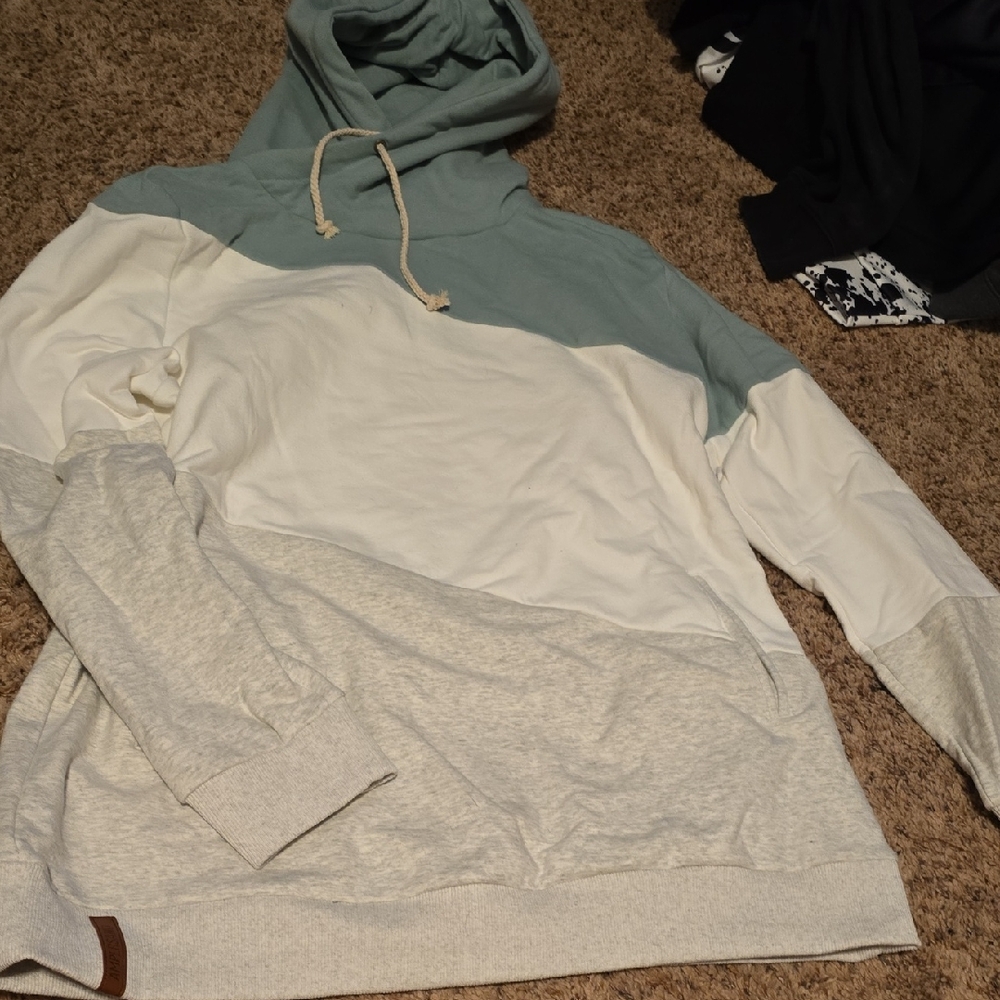 Ampersand Ave Hoodie Sweatshirt | NWOT | Color Block Light Green, Gray & White